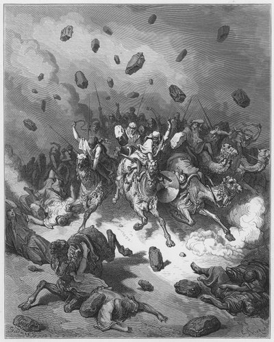 Vernietiging van het leger van de Amorieten door Gustave Dore